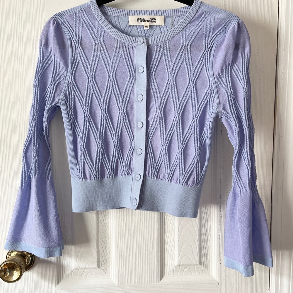 Diane Von Furstenberg Lavender Diamond Knit Cardigan